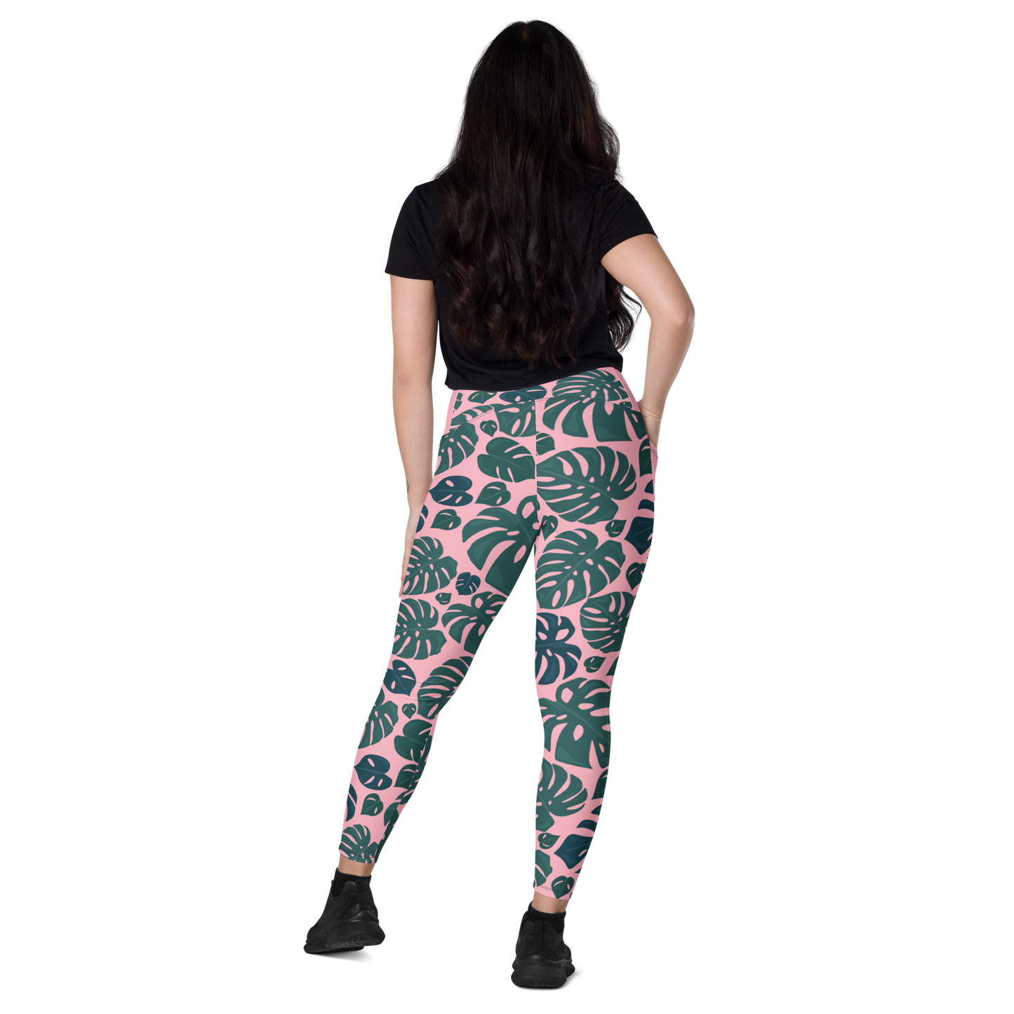 Monstera Crossover leggings with pockets