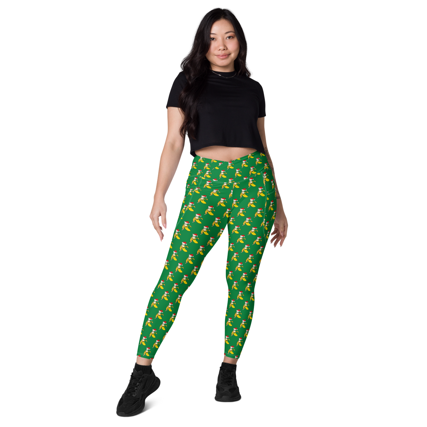Jolly Green Banana Crossover leggings with pockets