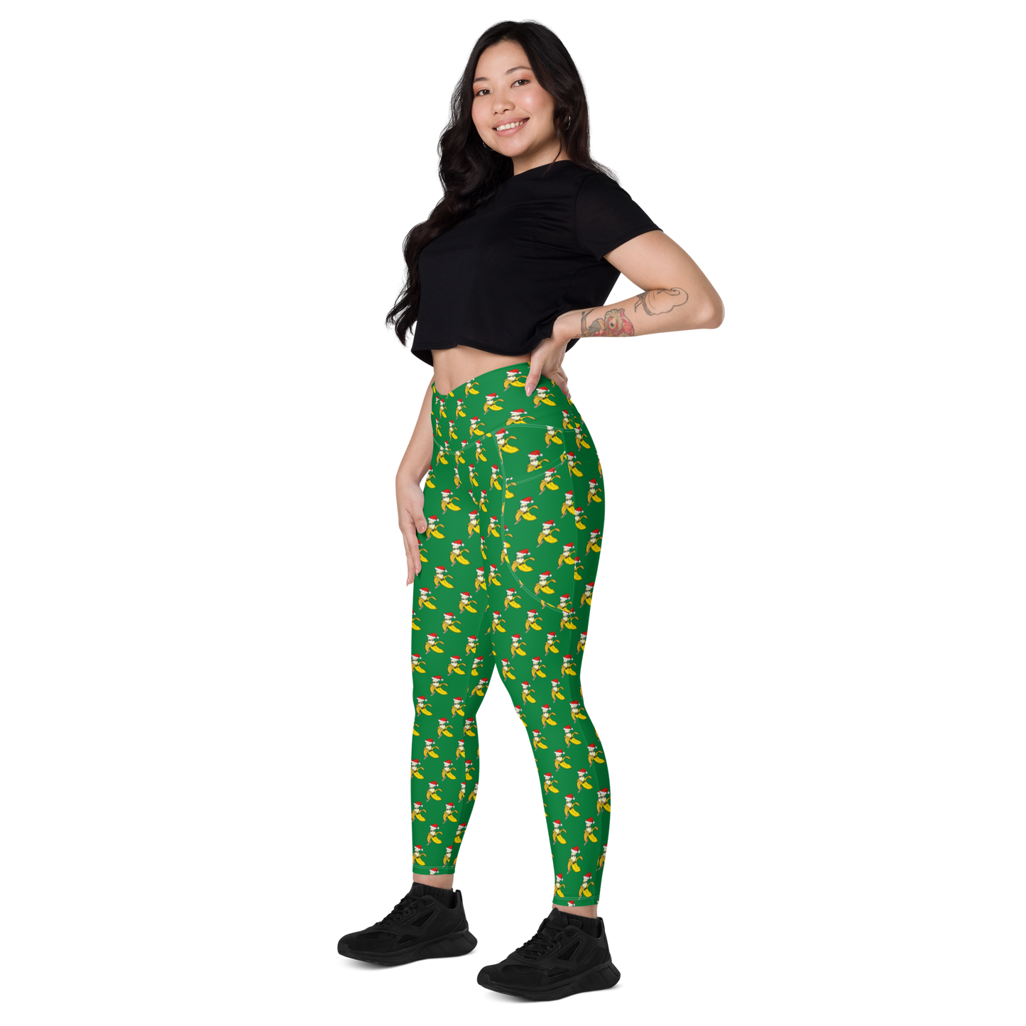 Jolly Green Banana Crossover leggings with pockets
