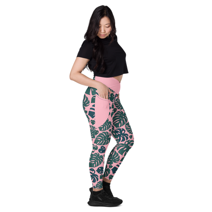 Monstera Crossover leggings with pockets