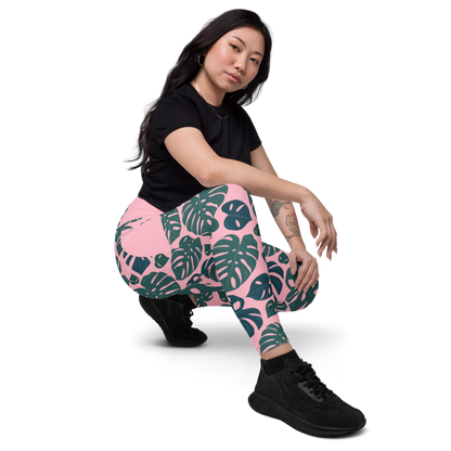 Monstera Crossover leggings with pockets