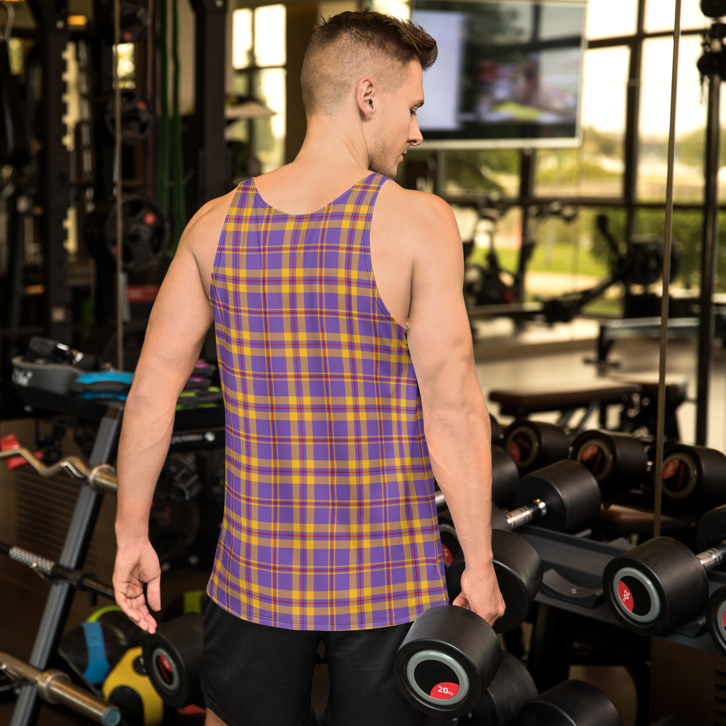 Purple Plaid Unisex Tank Top