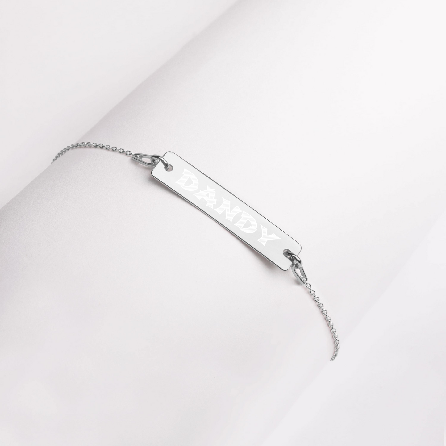 Dandy Engraved Silver Bar Chain Bracelet