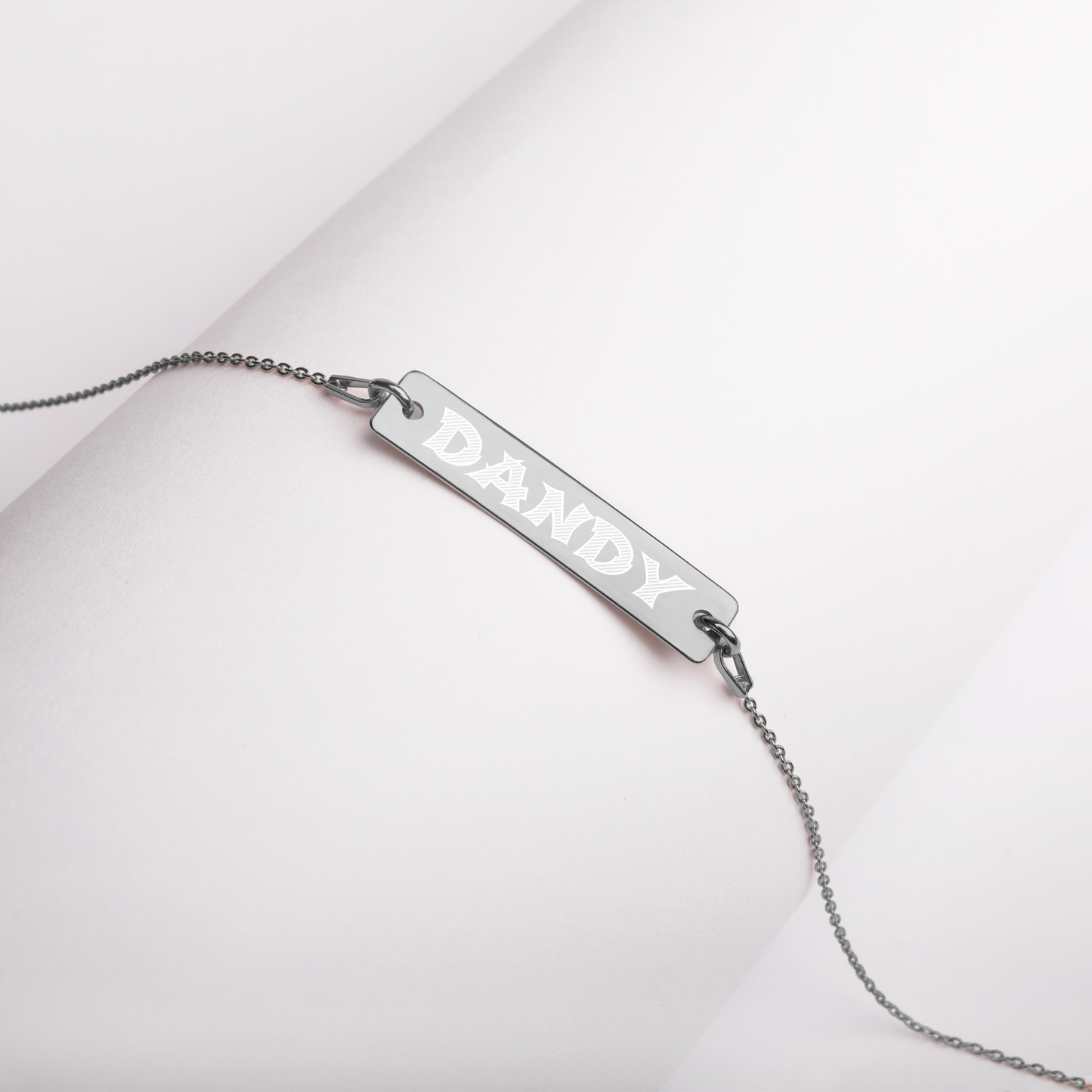 Dandy Engraved Silver Bar Chain Necklace