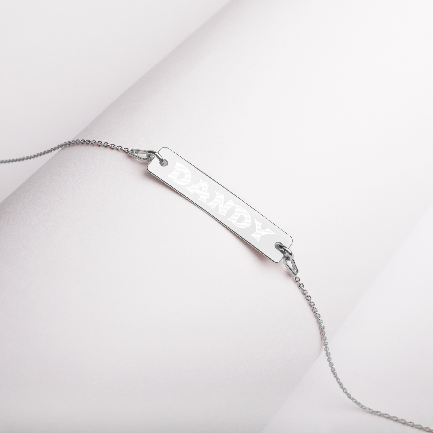 Dandy Engraved Silver Bar Chain Necklace