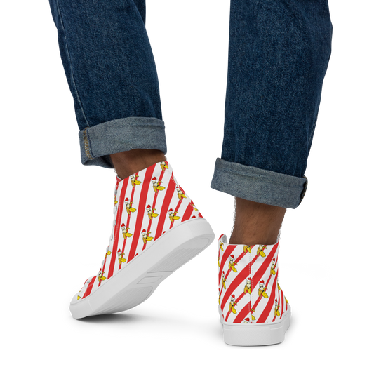 Candy Cane Men’s high top canvas shoes